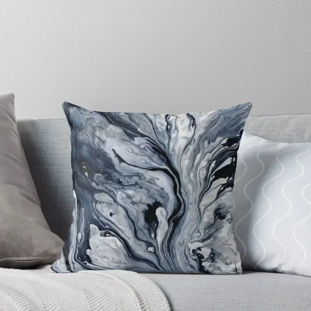 

Blue and White Marble Throw Pillow luxury decor Throw Pillow pillow