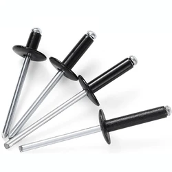 Large Flange Head Pop Rivets M3.2 M4 M5 Black Aluminum  Dome Head Open End Blind Pull Decoration Pop Nail Aluminum Rivet