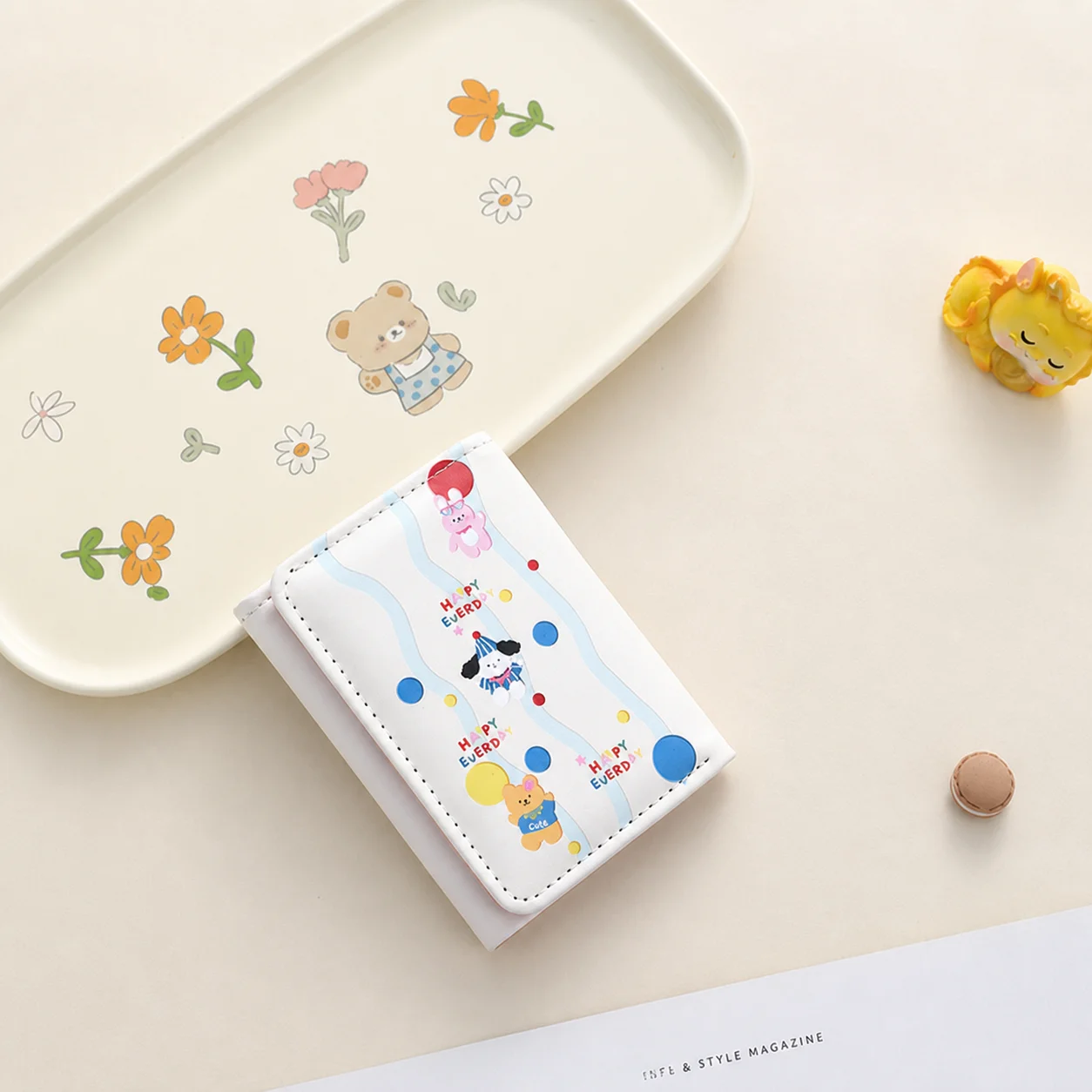 Pu Leather Wallet  Compact Daily Wallet Cute Cartoon Wallet Rfid Blocking For Storing Bank Cards Daily Commuting Casual