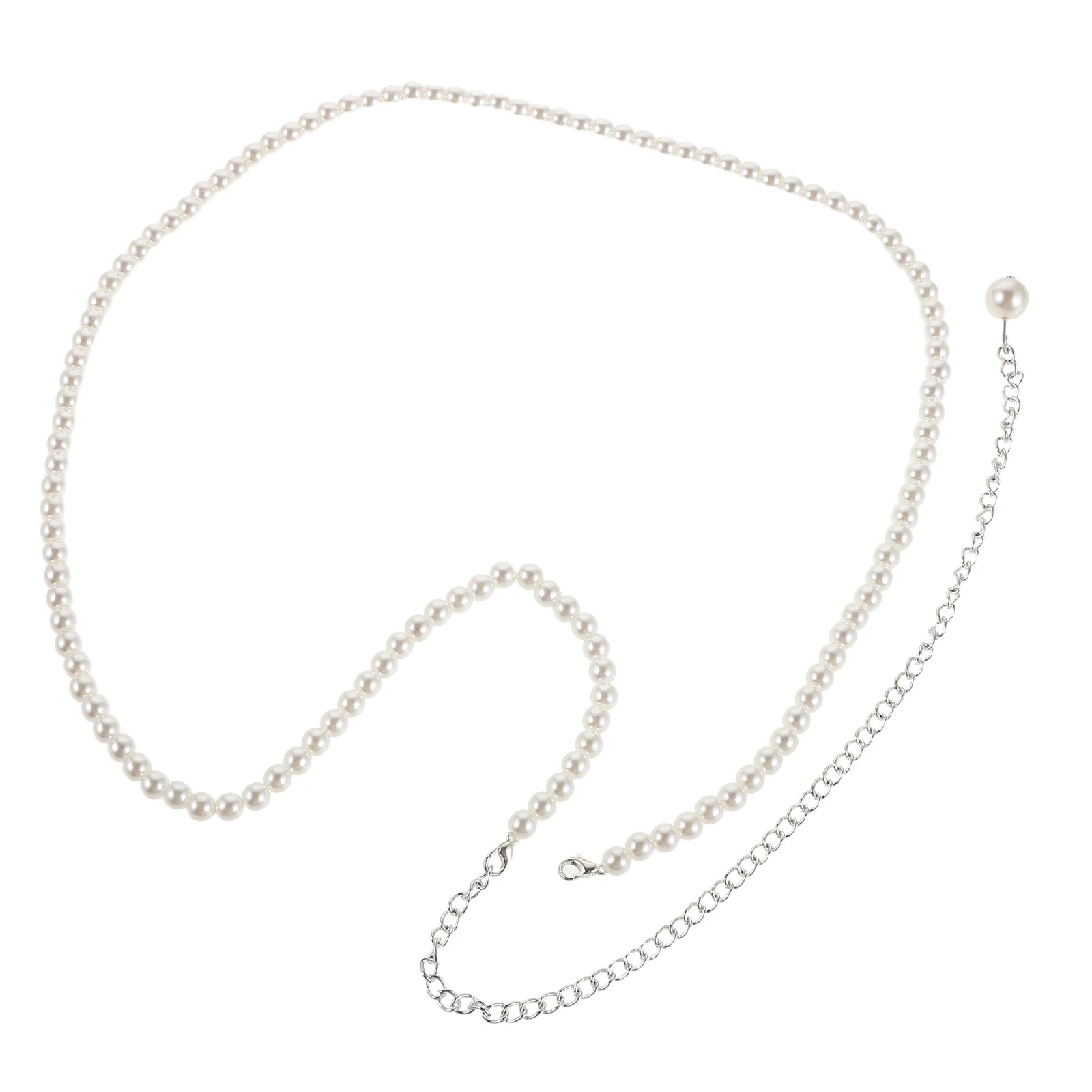 

Pearl Waist Chain White Beaded Adjustable Belt For Women Retro Dressy Waist Belt Wedding Party Formal Wear Body Jewelry