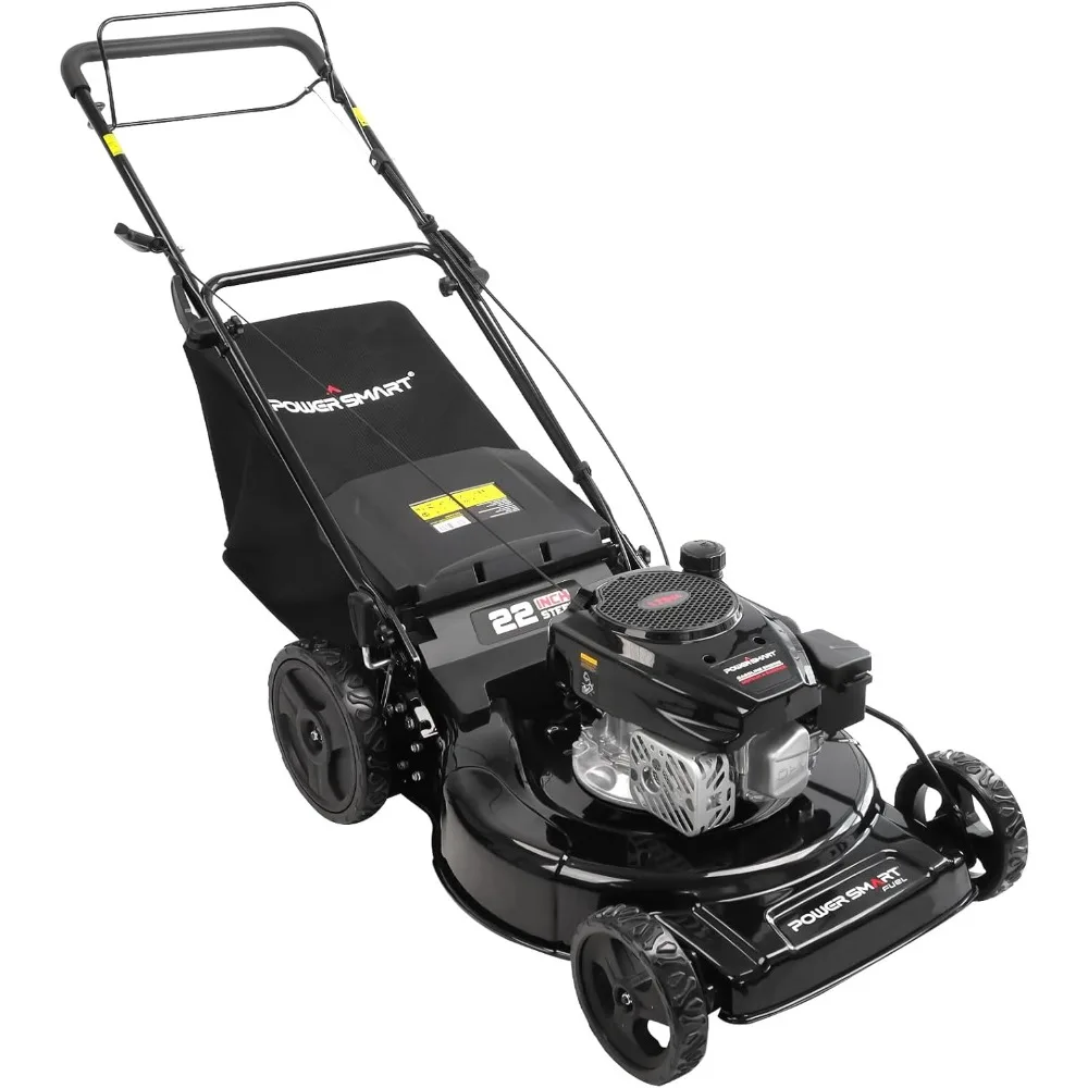 Self Propelled Gas Lawn Mower, 22-inch 170cc OHV Engine 3-in-1 Rear Wheel Drive, High Wheels, 6-Position Height Adjustment