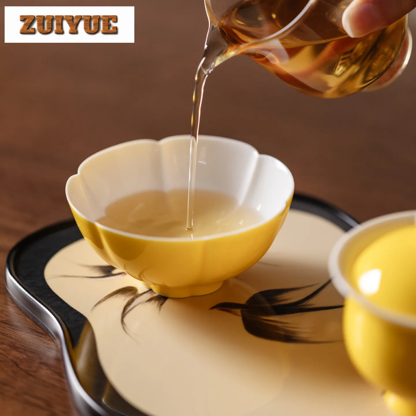 120 مللي فنجان شاي بتالويد أصفر مجموعة أوعية شاي عتيقة من أكواب تذوق الشاي كوب التأمل Chazhan أكواب رئيسية ملحقات عناصر الشاي #2