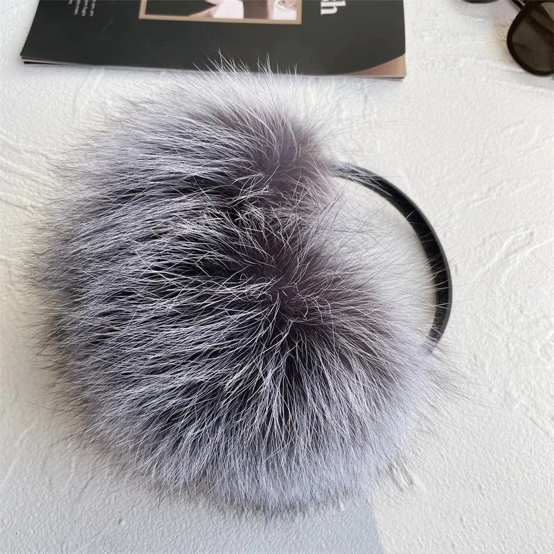 Luxury Earmuff Designer Winter 100% Real Natural Blue Fox Fur Ear Muffs Women Warm Fluffy Fur Earmuffs