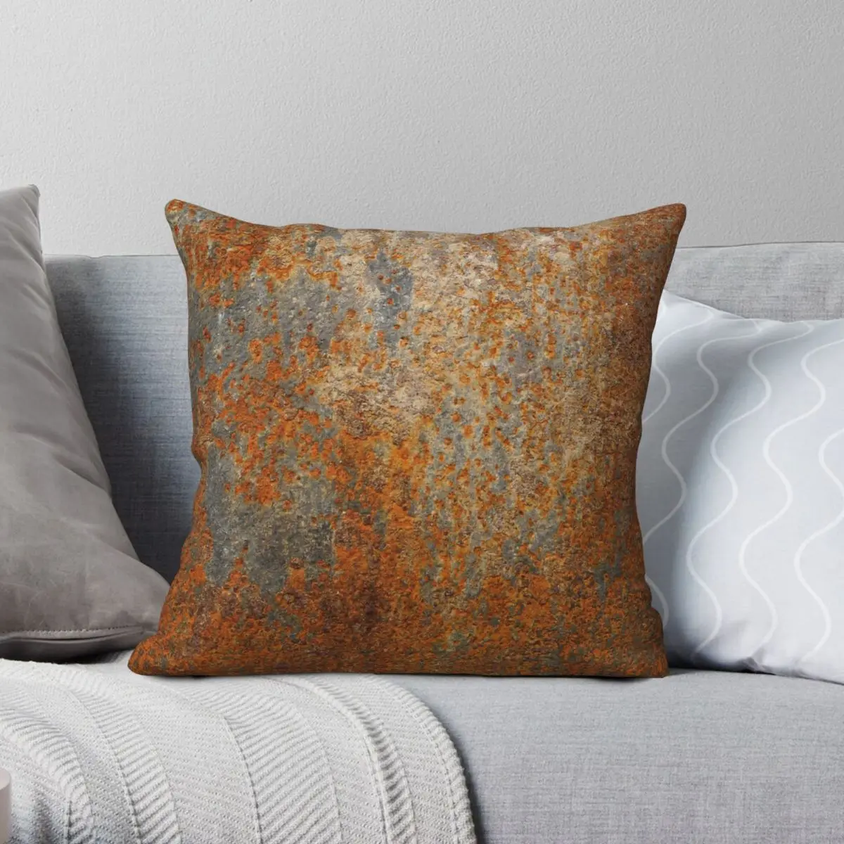 Cool Grunge Rust Texture Square Pillowcase Polyester Linen Velvet Creative Zip Decor Sofa Seater Cushion Cover