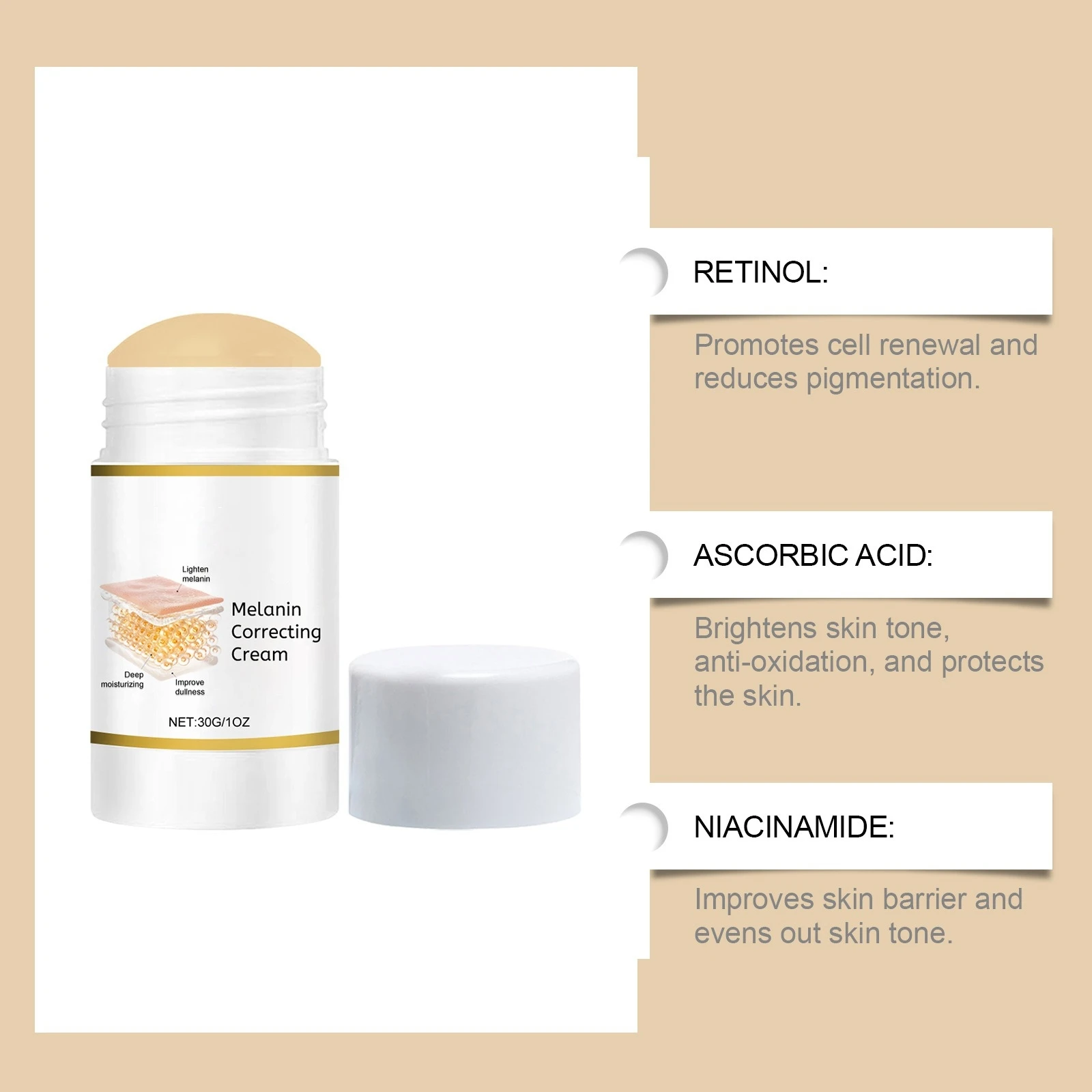 Crème réparatrice éclaircissante pour le visage, sérum hydratant, élimination des taches, rétinol, niacinamide, Chloasma