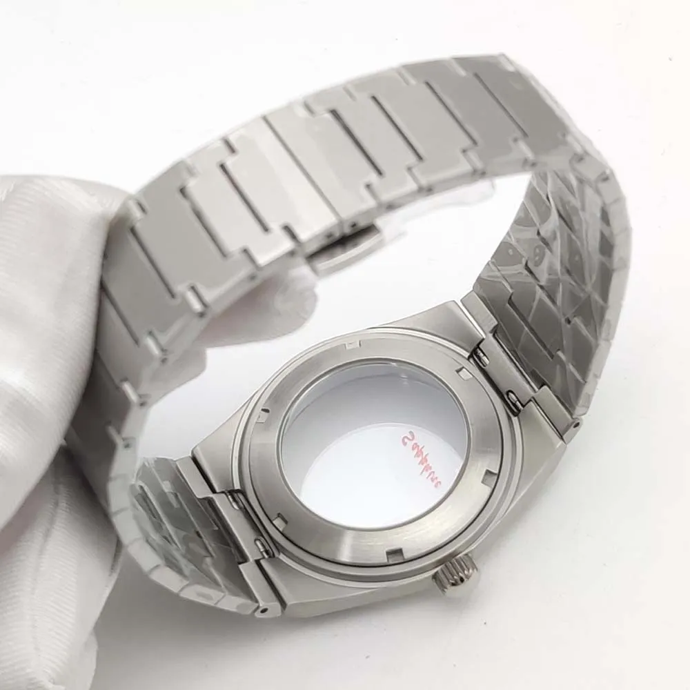 새로운 40mm 은빛 NH35 시계 케이스 탑 방수 사파이어 크리스탈 유리 NH35 자동 무브먼트 기계식 다이빙 시계