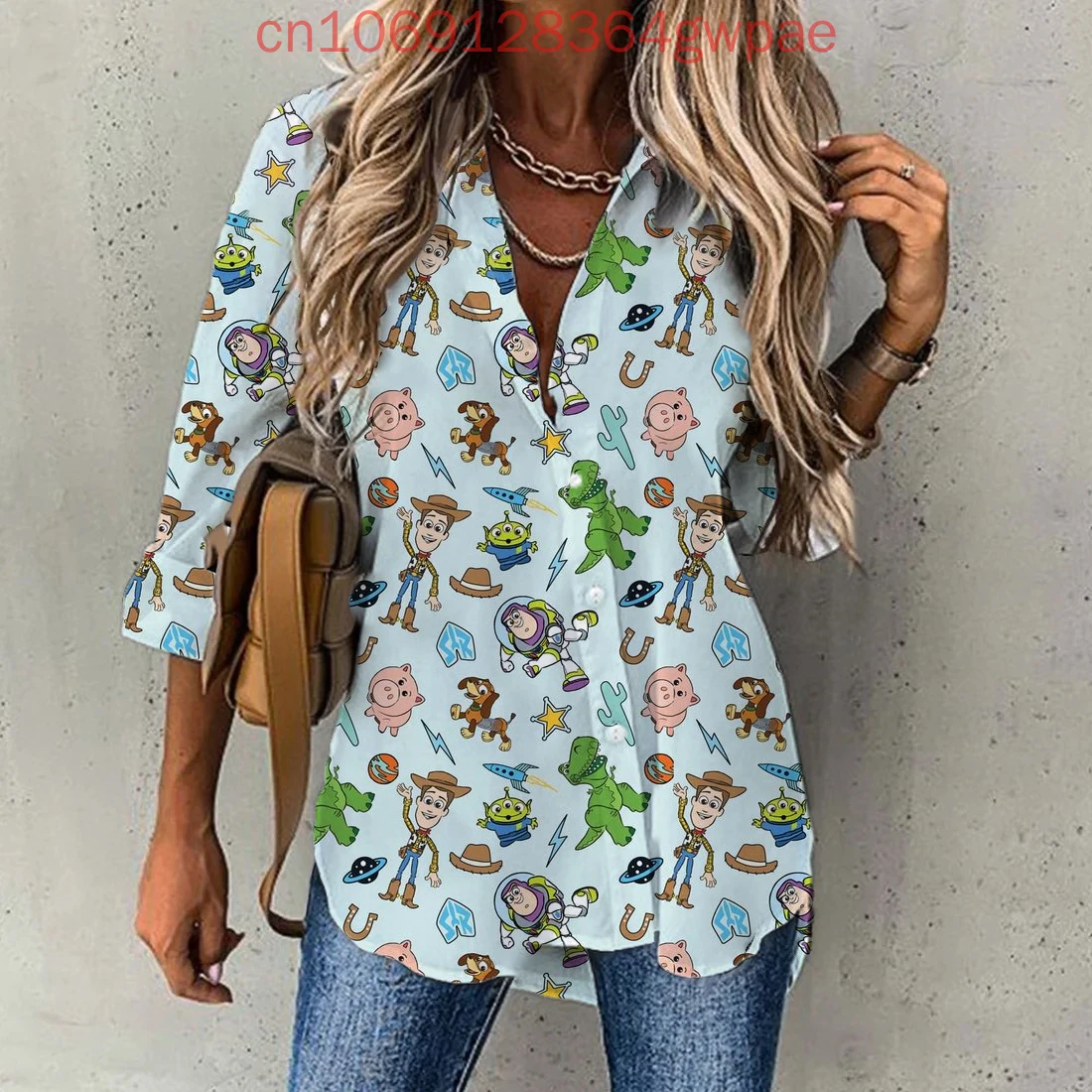 

2025 Disney Toy Story Casual Blouse Women's Long Sleeve Shirt Button Cardigan Elegant 3D Breathable Women Hawaiian Shirts Tops