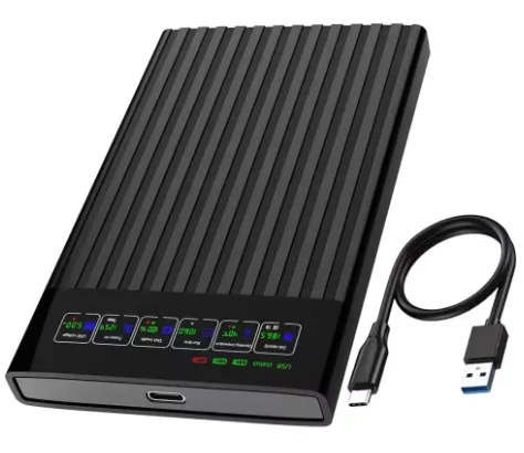 External Hard Drive Enclosure 2.5 Inch SATA Type C HDD SSD Case Aluminum LCD Display for Laptop PC High Speed Tool Free