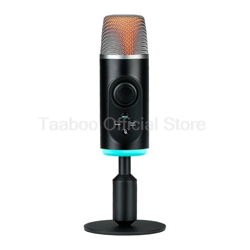 

Computer Gaming Microphone with RGB Light USB Sound Recording Mic Tabletop Condenser Microphone for Meeting Live Broadcast Show