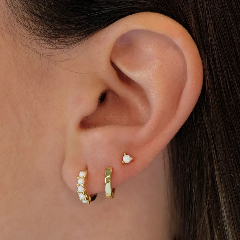 CANNER Fashion Style 3 Pc Earrings For Women Opal 925 Silver Suitable For Engagement Thanksgiving Day Halloween Christmas Fall