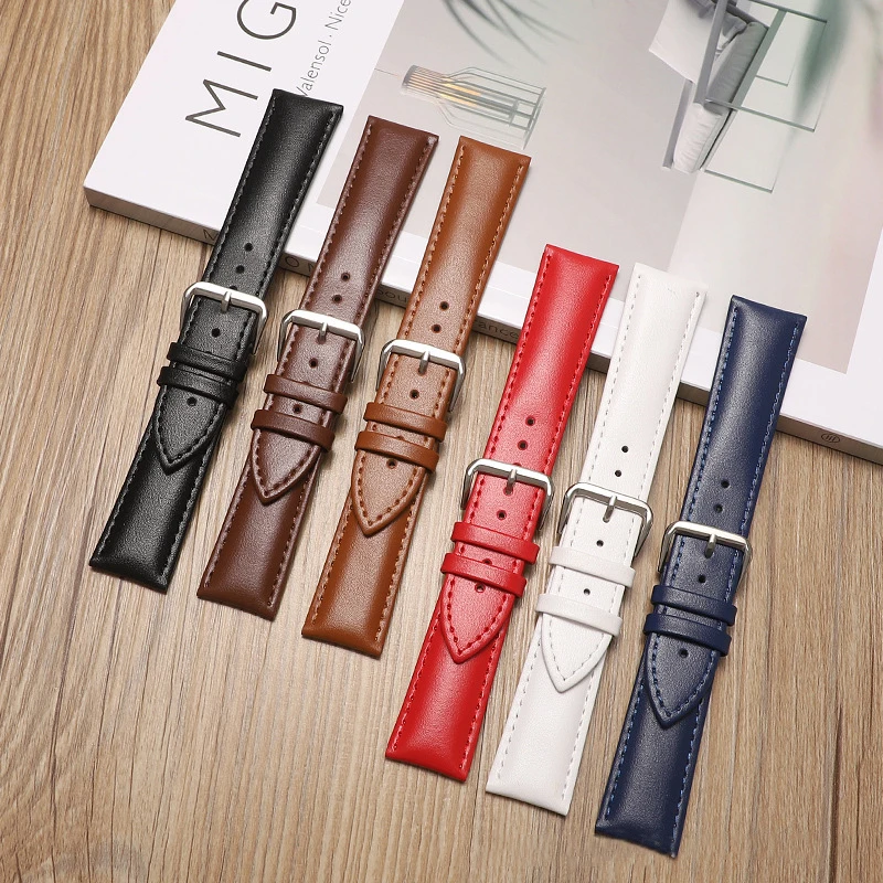 Genuine Leather Strap for Women Men Belt Bracelet Universal Wristband 12 13 14 15 16 17 18 19 20 21 22 23 24mm Watch Band