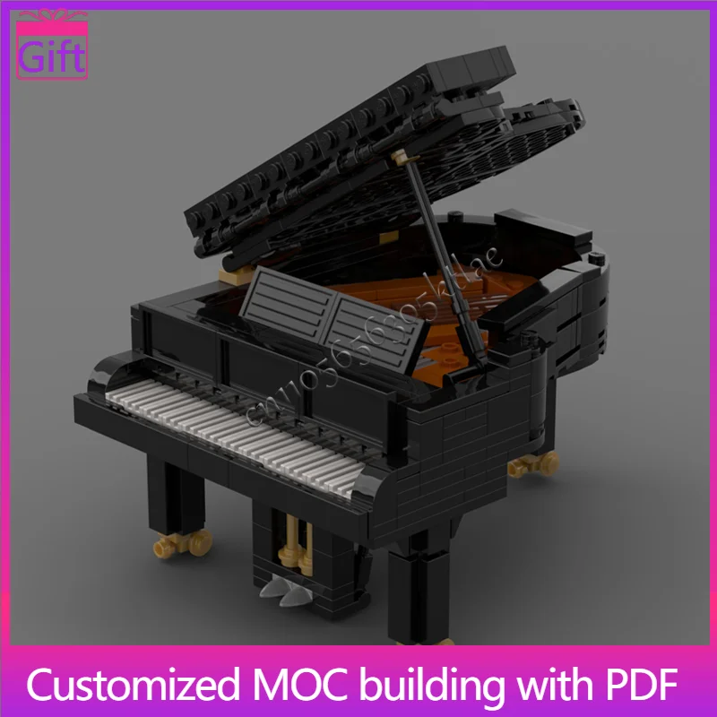 

348 шт. MOC музыкальный инструмент модель рояля на заказ DIY креативная сборка кирпичи игрушки для любителей музыки изысканный подарок на день рождения