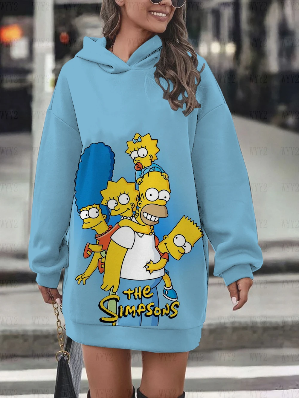 New Winter Hooded Sweatshirt Dress Disney The Simpsons Printed Pullover Sweatshirt Casual Fashion Street Style Women\'s Sweatshir