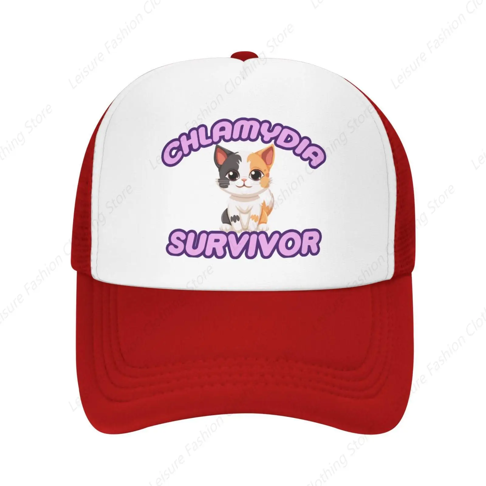 Chlamydia Survivor Cat Meme Funny For Adult Humor Trucker Hat Funny Men Women Mesh Baseball Snapback Cap