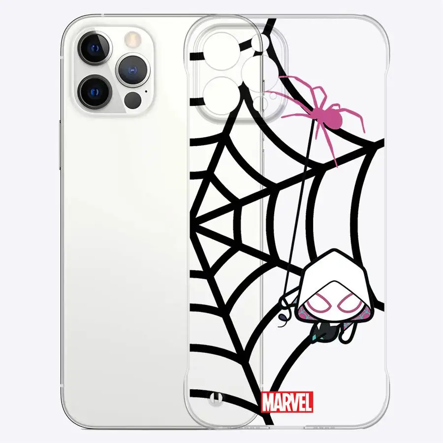 Marvel Sipider Man Phone Case for iPhone 16 Pro 13 Pro Max 14 15 11 12 Pro Max Transparent Clear Hard Back Cover