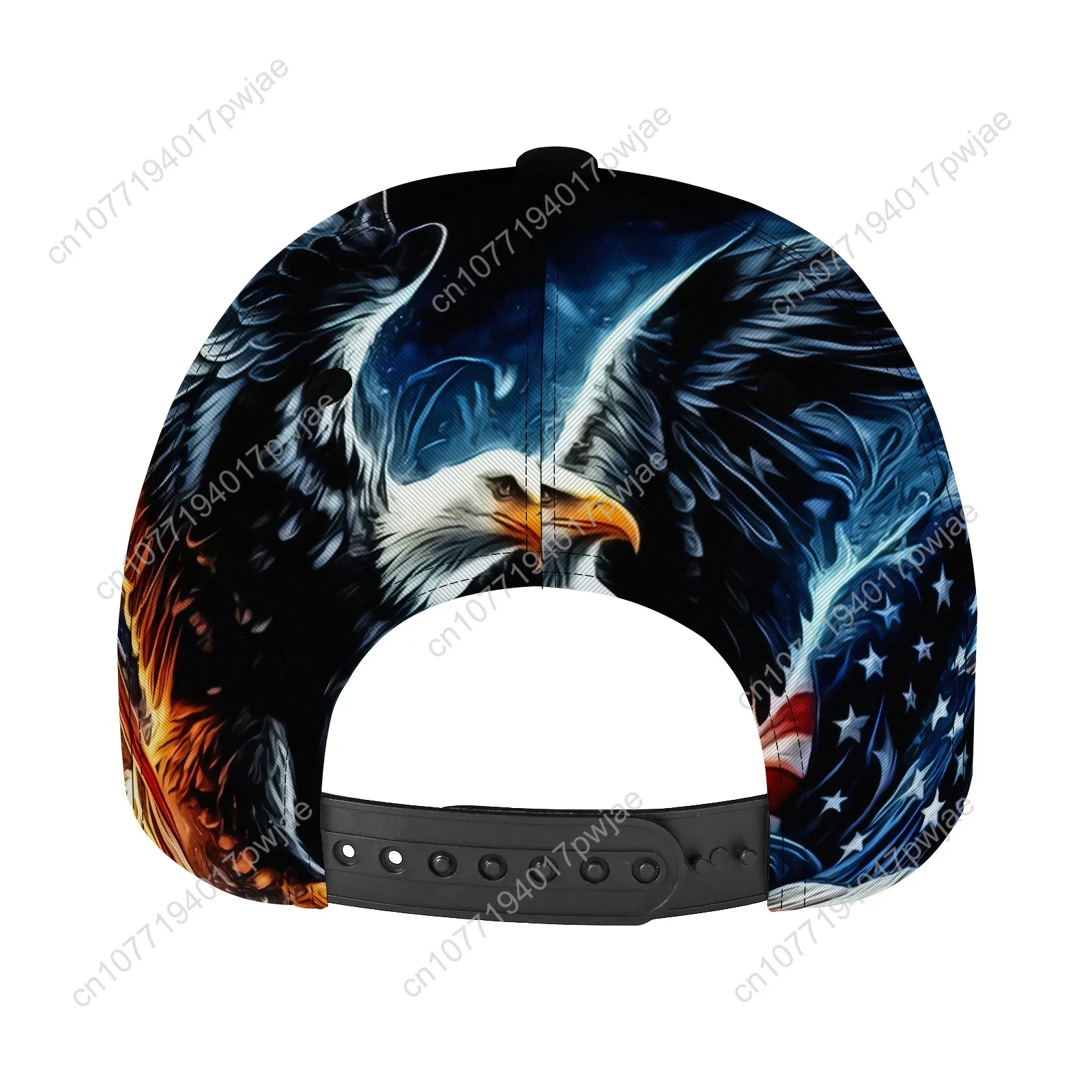 [Adjustable|Breathable] 1pc Adjustable Baseball Cap - Breathable, Lightweight Polyester with American Flag & Eagle Design, Curve view 5