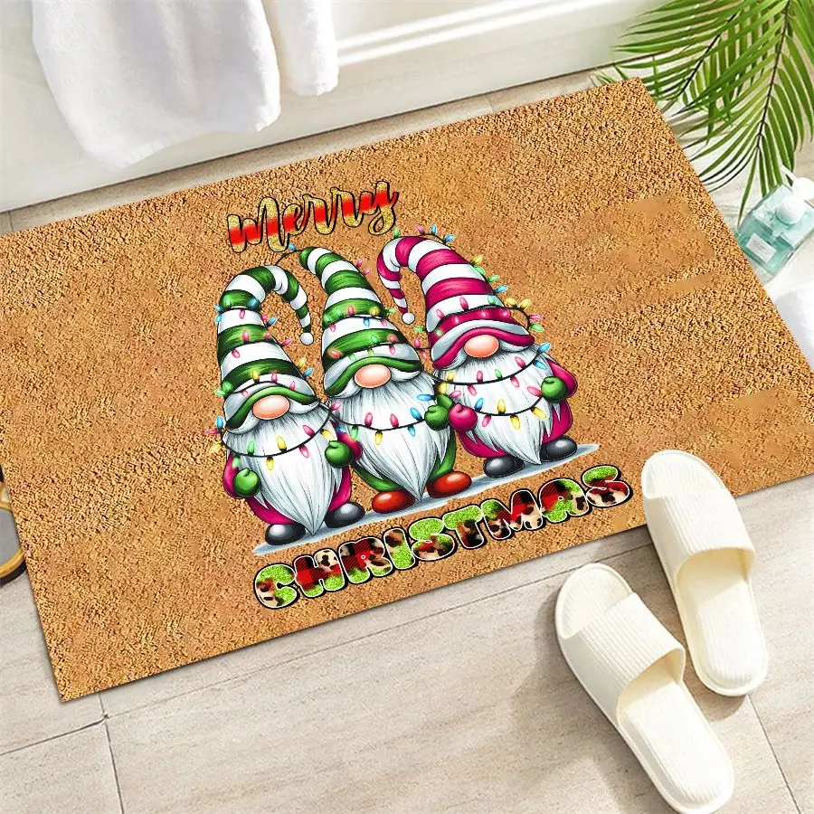 VIKAMA Christmas Synthetic Coconut Fiber Doormat—Festive Welcome Mat for Entryways, Hallways, and Living Rooms—Party Decor