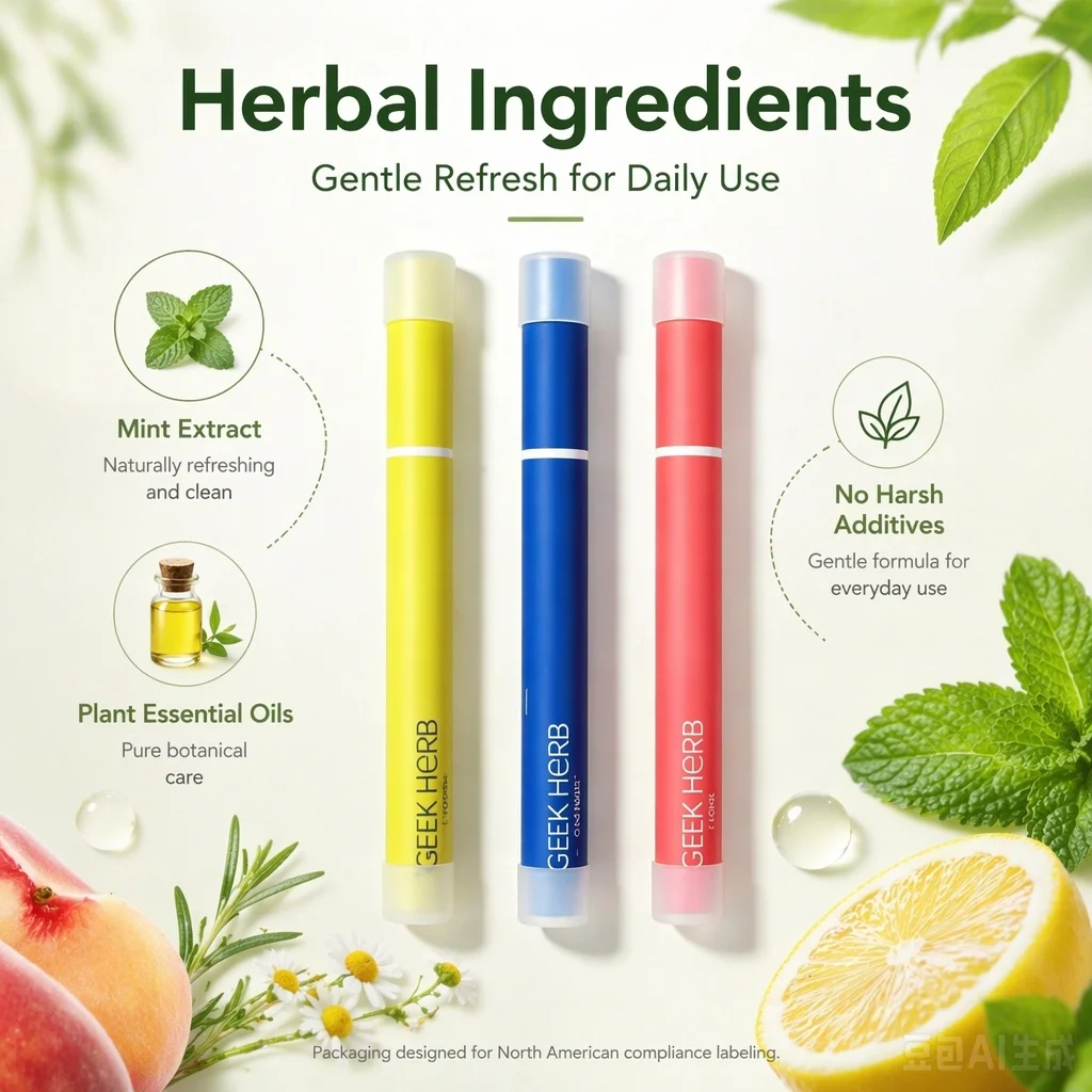 Hangong Herbal Fruit Inhaler Stick Mint Cooling Relieves Cravings Fresh Breath Nicotine-Free Non-Electronic Portable Oral Stick