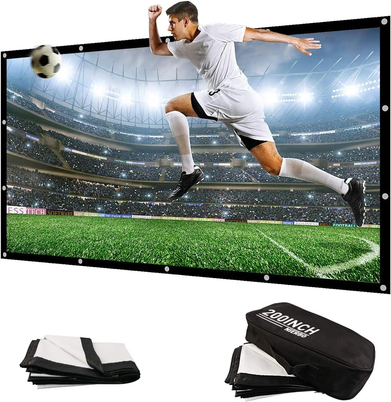 

200 Inch Huge Projector Screen 16:9 HD Canvas Material for Outdoor Indoor Home Theater with Carry Bag