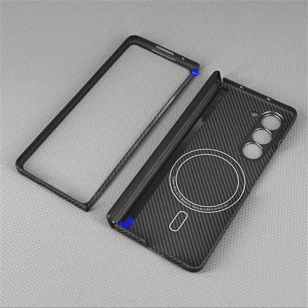 

Genuine Aramid Carbon Fiber Magsafe Case for Samsung Galaxy Z Fold 6 5 ZFold6 Matte Thin Magnetic Central Axis Flip Hinge Cover