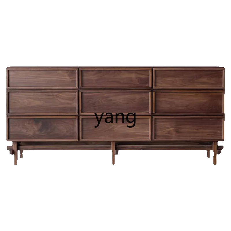 LMM Black Walnut Solid Wood Storage Nine-Drawer Cabinet Middle-Ancient Bedroom Living Room Storage Drawer Storage Cabinet
