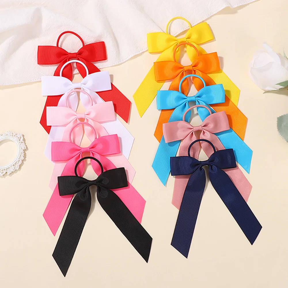 Lazos de bebé 20 unids/lote, lazos dulces para niñas, cuerda para el cabello, banda de goma, lazo, diadema elegante con cola de caballo, conjunto de regalo, vestido de pelo sólido