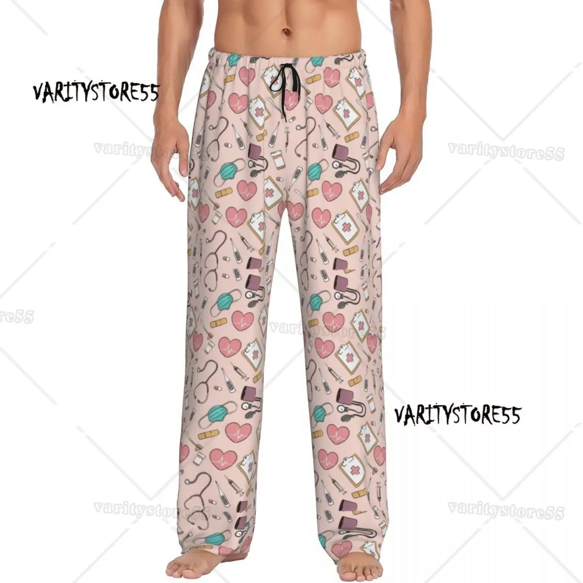 

Пижамные штаны с забавным рисунком медсестры на заказ, мужская одежда для сна для здоровья и кормящих мам, низ с карманами