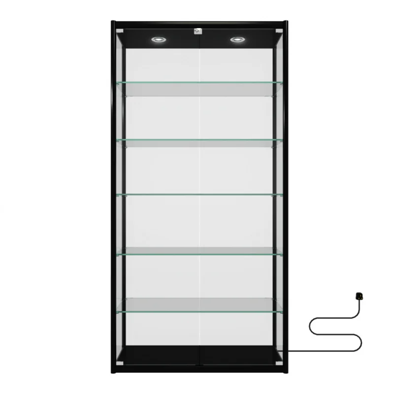 

Custom. powder coated alloy tempered glass showcase aluminium glass cabinet with spot light