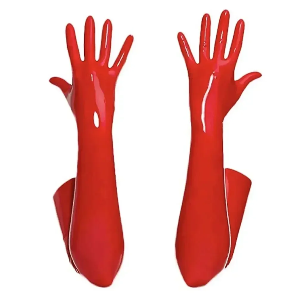 Woman Shiny PVC Latex Mittens Fetish Gloves Wear Sexy PU Leather Skinny Long Glove Punk Rock Hip Hop Jazz Disco Dance Gloves