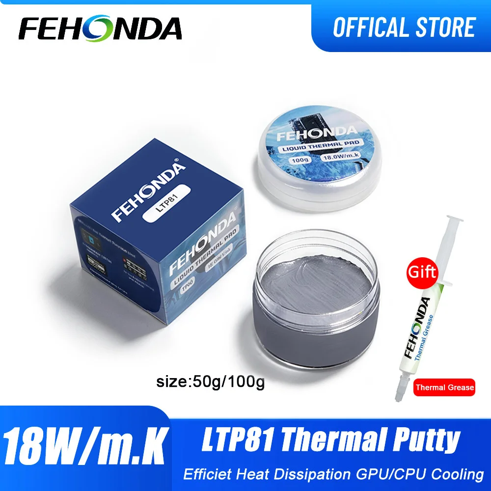 

FEHONDA LTP81 Thermal Putty 18W/m.K 50g/100g High Thermal Conductive Gel for CPU GPU Heat Dissipation Putty for PS4 PS5 Cooling
