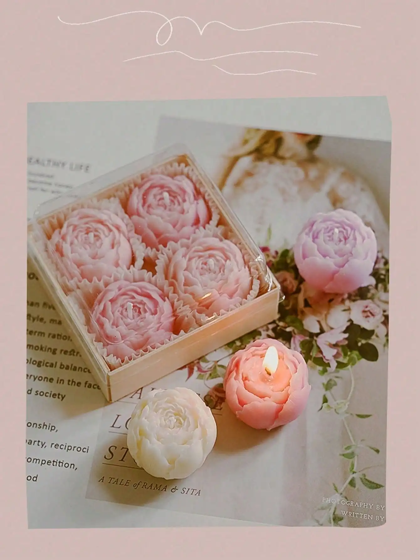 4pcs/Box Rose Scented Soy Wax Candles, Handmade, Suitable For Valentine's Day, Thanksgiving, Christmas, Home Decor, Party, Dining Table Decor, Holiday Gift, Dinner, Banquet/Party, Relaxation/Meditation, Ambiance Lighting, Gift For Her view 6