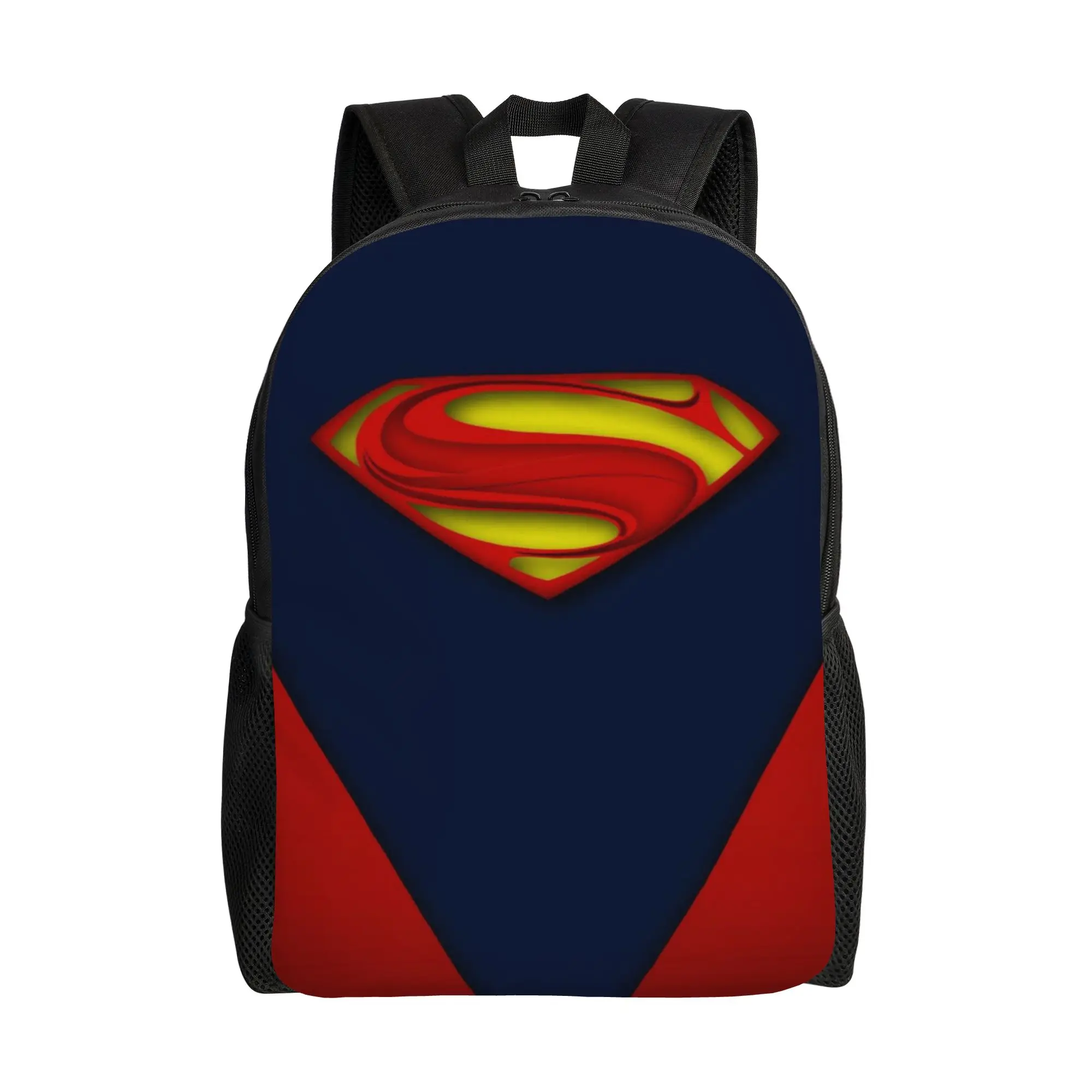 Back to school season Minimal Suit Style Superman Badge Rucksack  Men Women Adult Harajuku Design Backpack