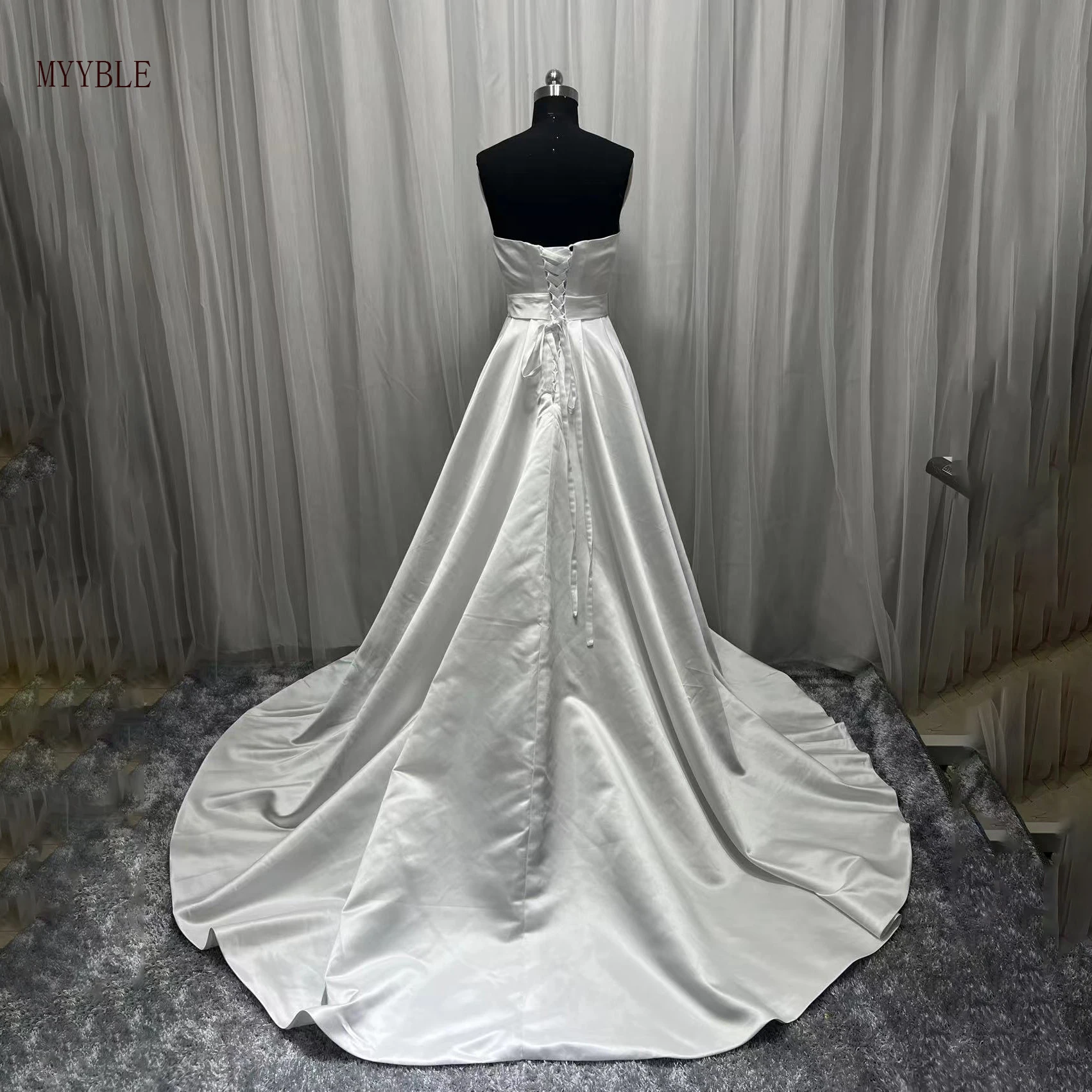 Robes de mariée A-ligne sur mesure, robes de patients fendues sur le côté sans bretelles, robe élégante, chérie, fête de mariage, quelle que soit 2023, photo réelle