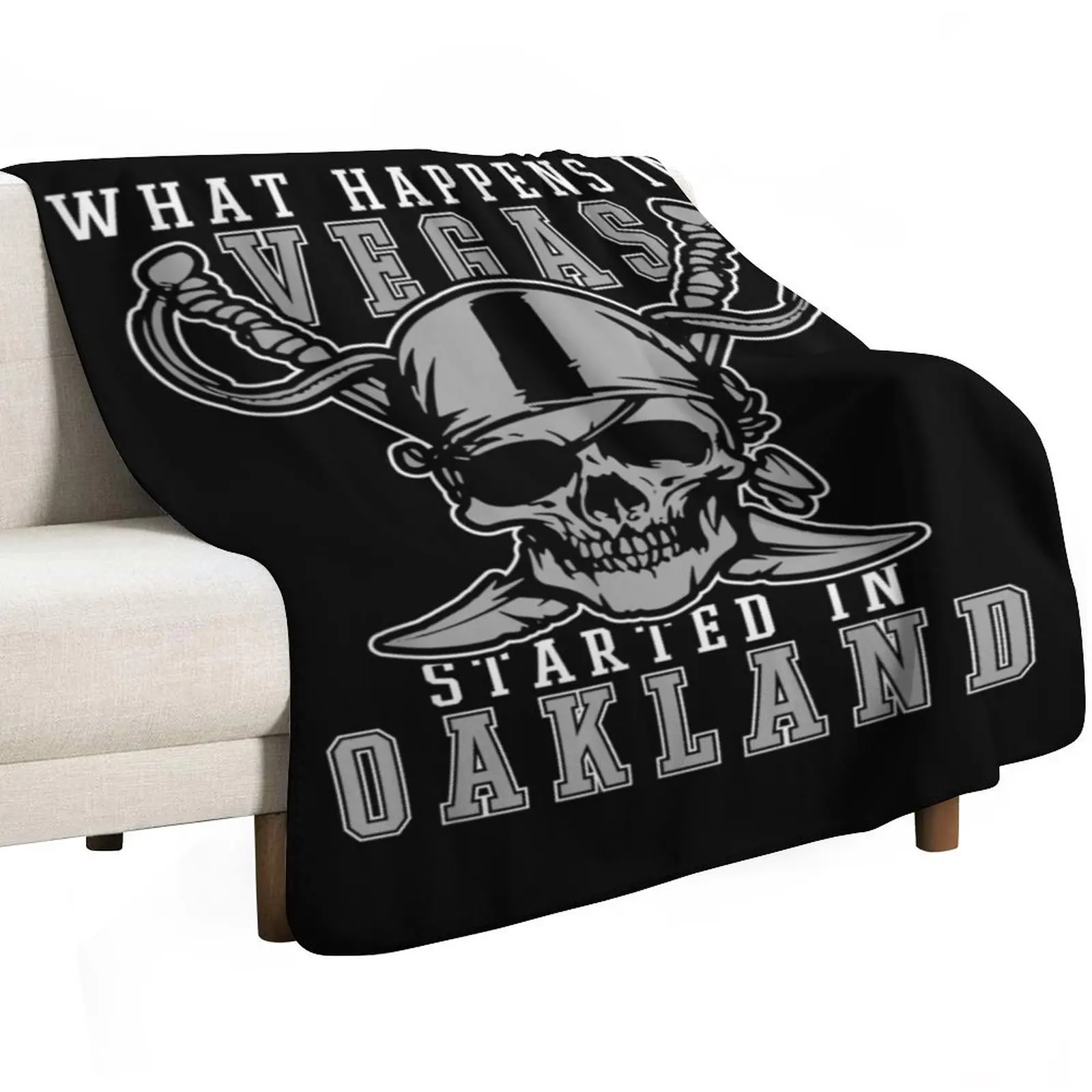 

What Happens In Vegas Started In Oakland Football Raider T-Shirt Throw Blanket Picnic Single Nap Blankets