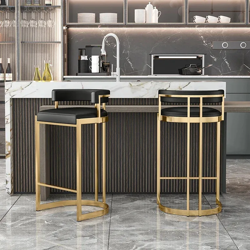 Sillas de Bar de cocina con mostrador negro, comedor dorado, maquillaje de lujo, silla de Bar moderna, muebles de Bar nórdicos para oficina y peluquero