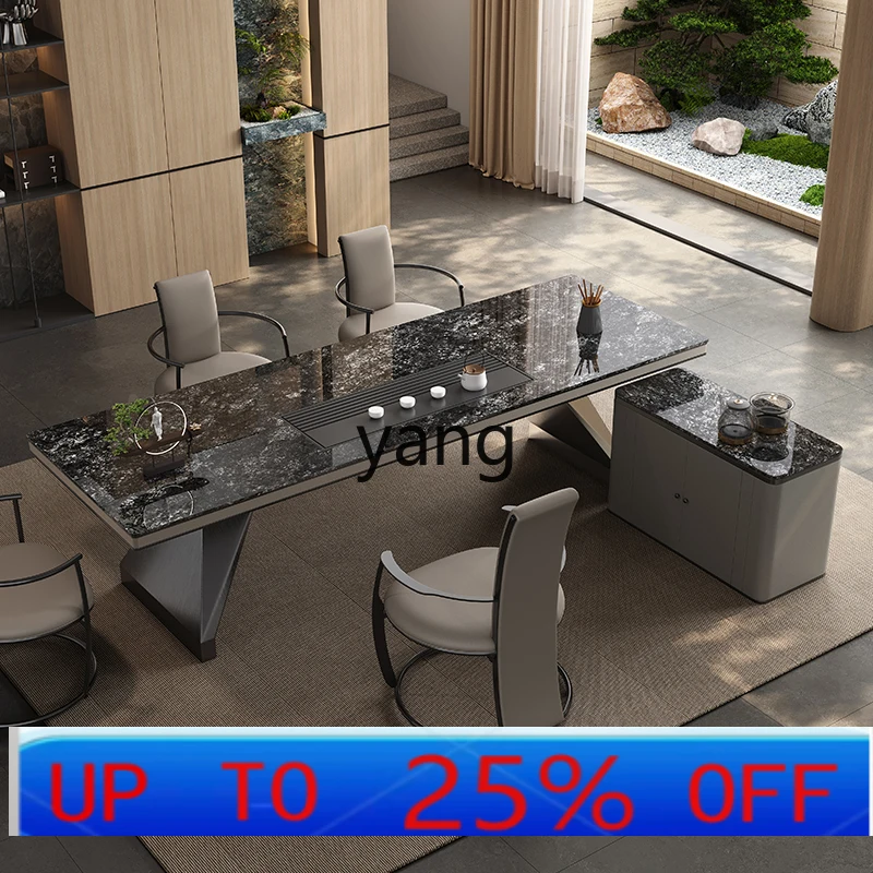 

CX light luxury modern rock slab tea table and chair combination office simple luxury stone tea table