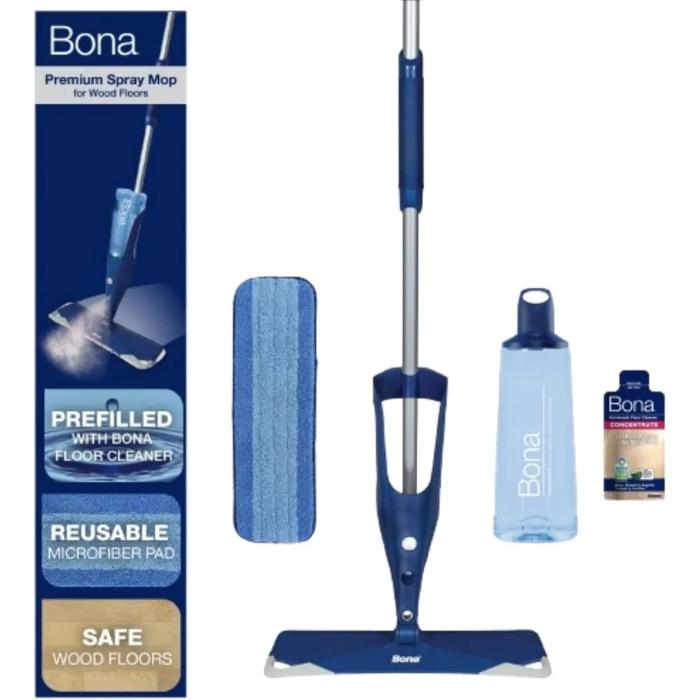 

Premium Spray Mop for Hardwood Floors with Concentrate and Washable Pad Dual Zone Cleaning