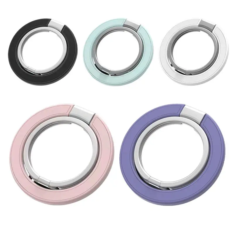 Magnetic Phone Ring Holder Foldable Metal Phone Grip Multifunctional Double-Ring Mobile Phone Stand For Work Travel Makeup