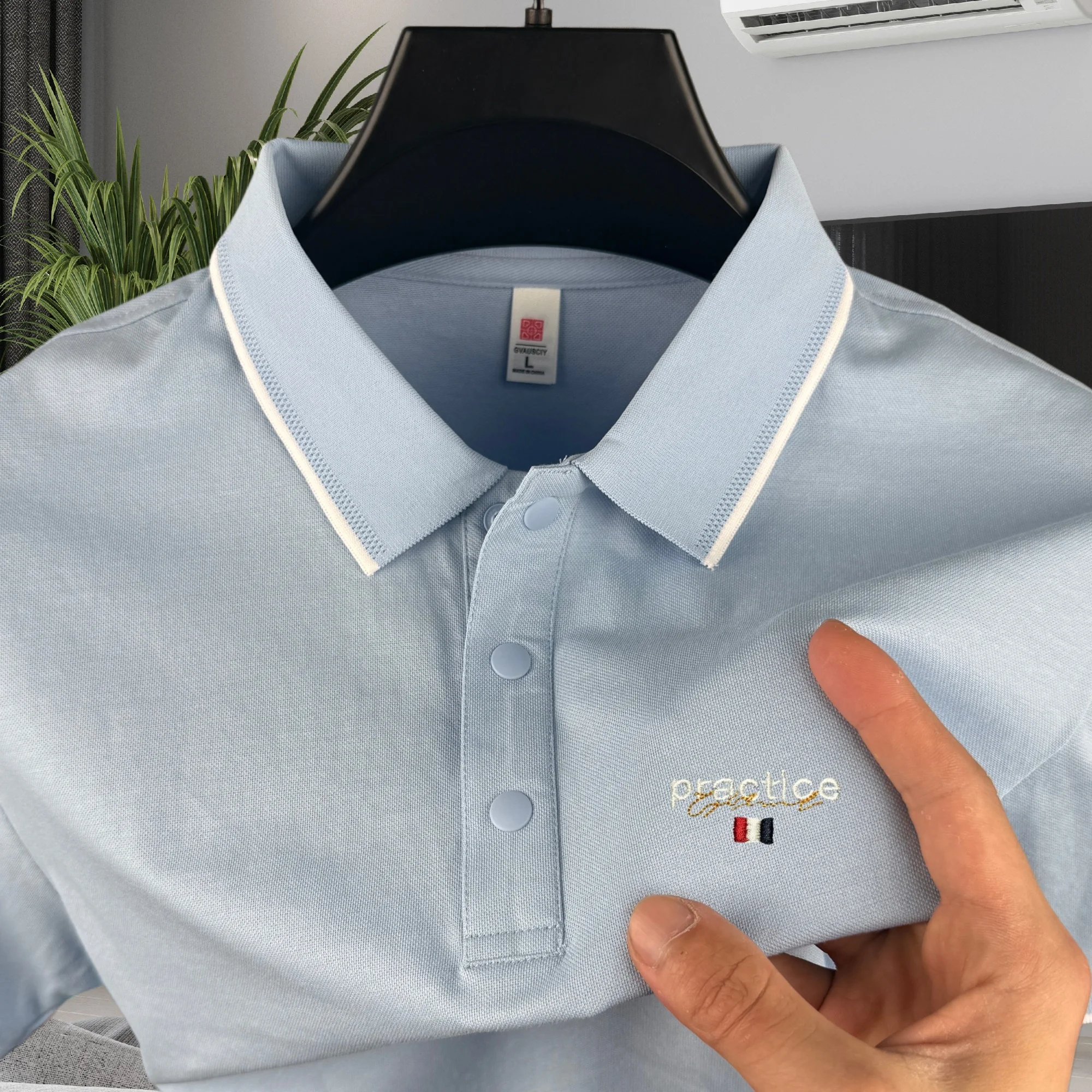 High end brand men's cotton short sleeved polo shirt summer fashion luxury striped series letter embroidery top casual T-shirt