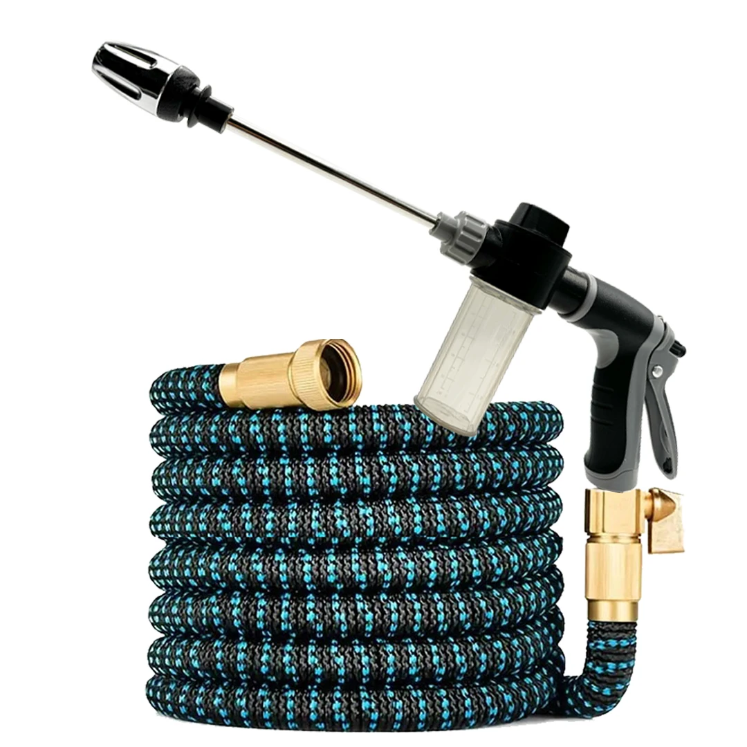 

High Pressure Expandable Garden Water Hose Double Metal Connector Rubber Magic Water Pipes for Garden Farm Irrigation Car Wash