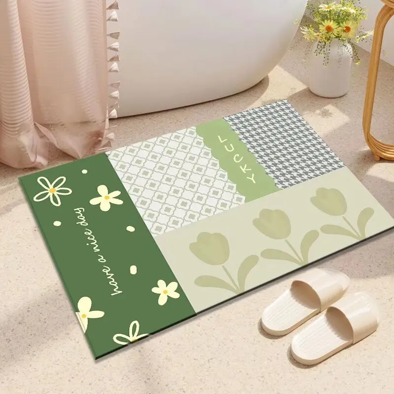 دياتوم الطين ماصة حصيرة باب الدخول عالية الجودة عدم الانزلاق التجفيف السريع القدم حصيرة الحمام الكلمة حصيرة المطبخ ماصة سجادة ضد الإنزلاق