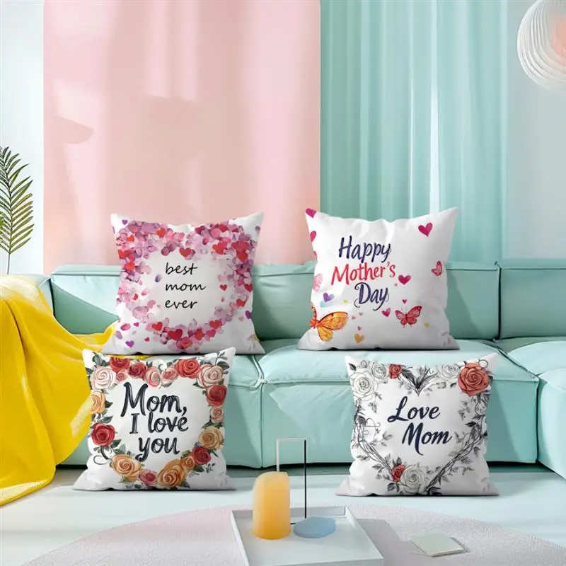 45*45 cm Rose Floral Herz Buchstaben Drucken Dekorative Kissenbezüge Kissen Abdeckung Wohnkultur Quadratischen Kissenbezug für Muttertag Geschenk – Detail 8