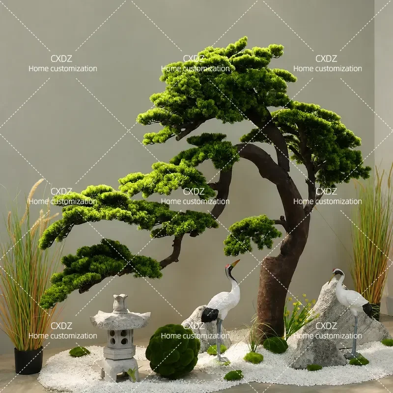 Artificial Pine Tree Large Indoor Fake Green Plant Staircase Decoration New Chinese Style Landscape Ornament for Home Decor
