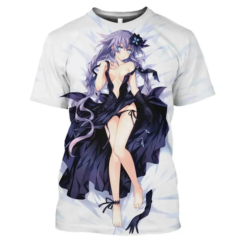 Neptune Anime Camiseta masculina, Otaku Estampa 3D de Brócolis, Camiseta Ahegao Hentai Loli, Biquíni Sexy, Camisetas Cosplay Meninas