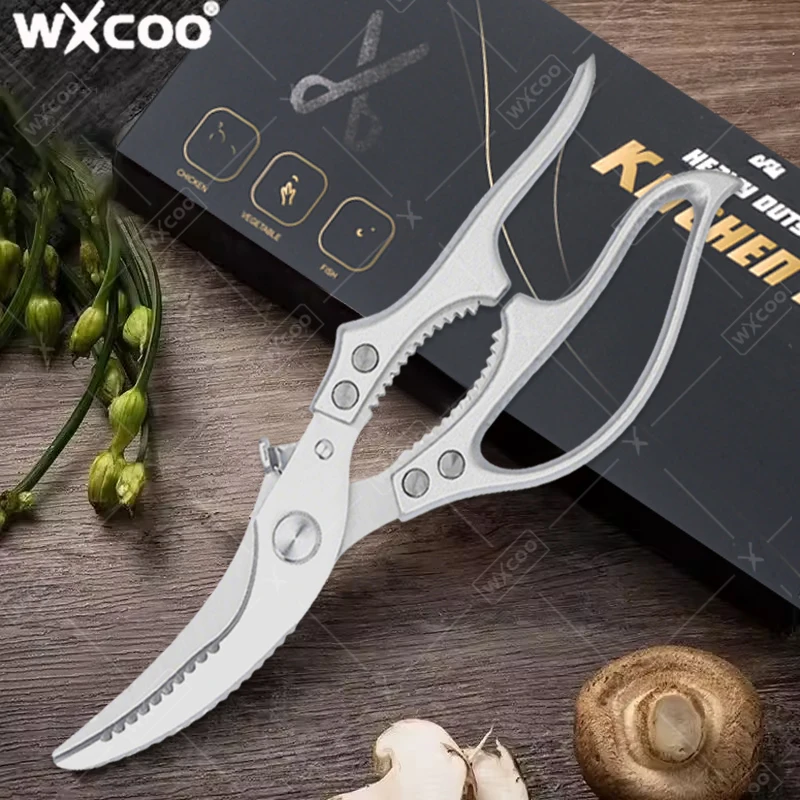 

WXCOO Powerful Kitchen Scissors Stainless Steel Poultry Shears Barbecue Scissors Fruit Slicing Chicken Bone Cutters Scissors