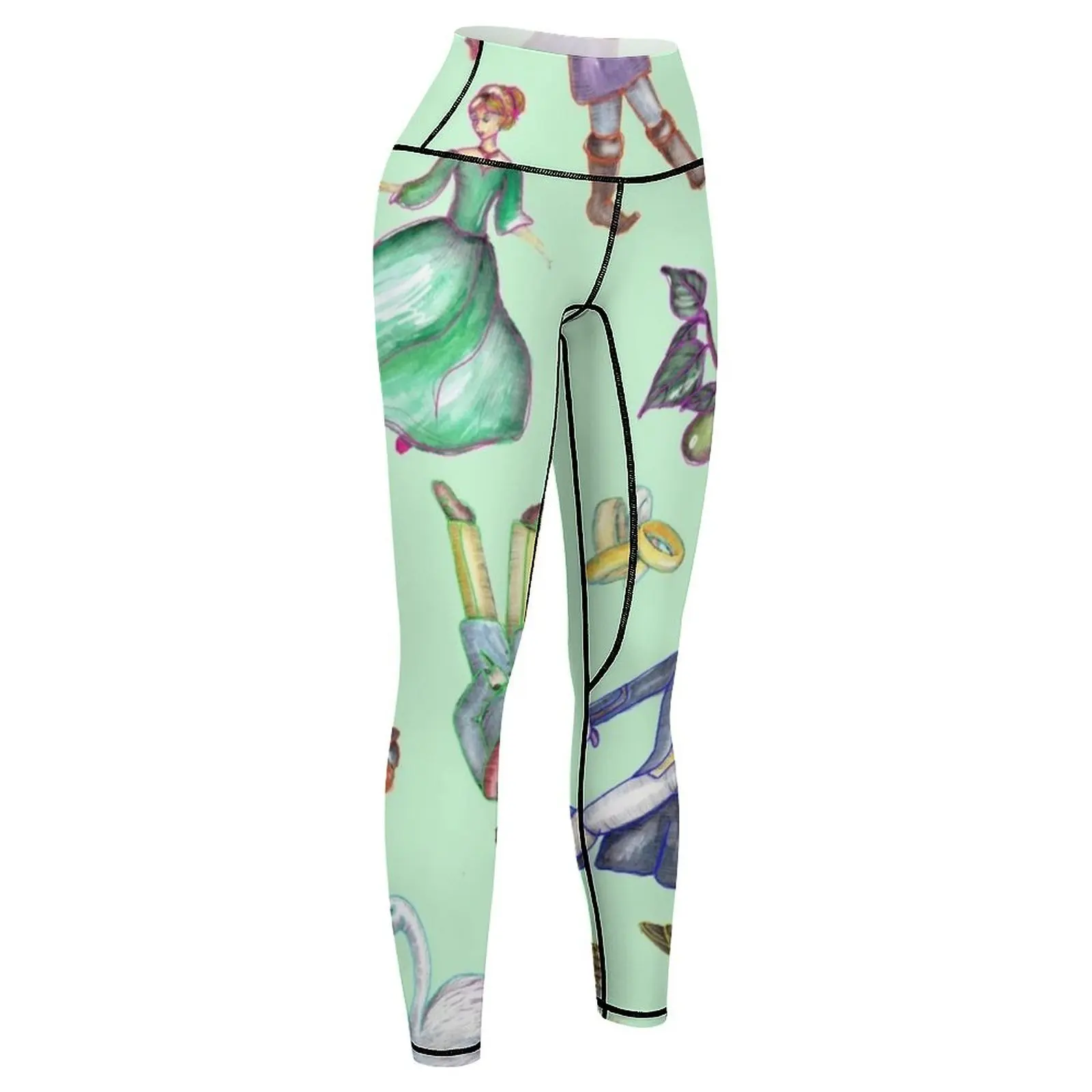 On the Twelfth Day of Christmas Pattern Green Leggings push up tights for legings for fitness Womens Leggings