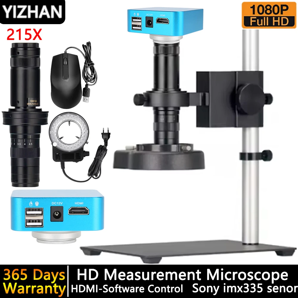 

48MP FULL HD Digital Microscope, HDMI Sony-IMX335 Sensor Built-in Software CCD Camera Mouse Operation 215X Industrial Microscope