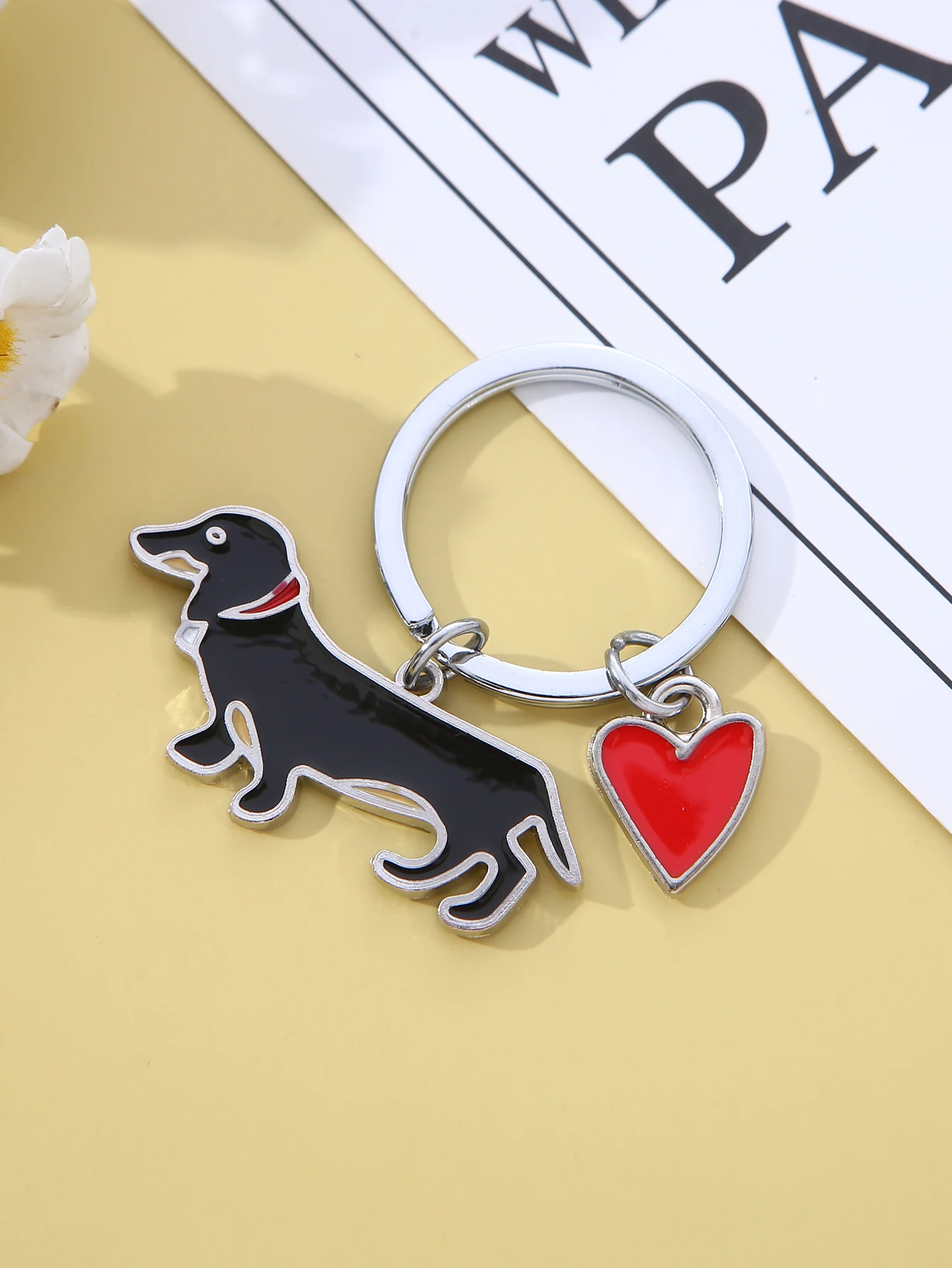 Cute Sausage Dog I love sausage dogs dachshund heart bone mydog heart Keychain Animal Keyring  Jewelry