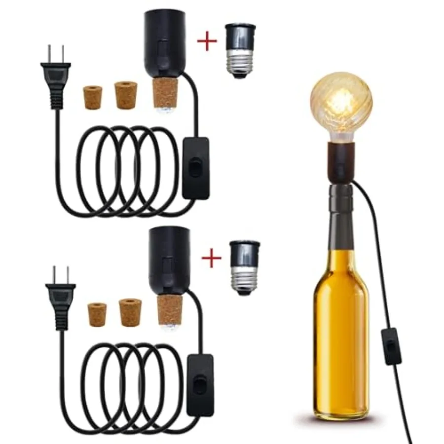 2 PCS Bottle Lamp Kit, DIY Wine Bottle Lamp for Liquor Bottle, Lamp Kits Do it Yourself Lamp Fittings Kit for Table Lamp Includ
