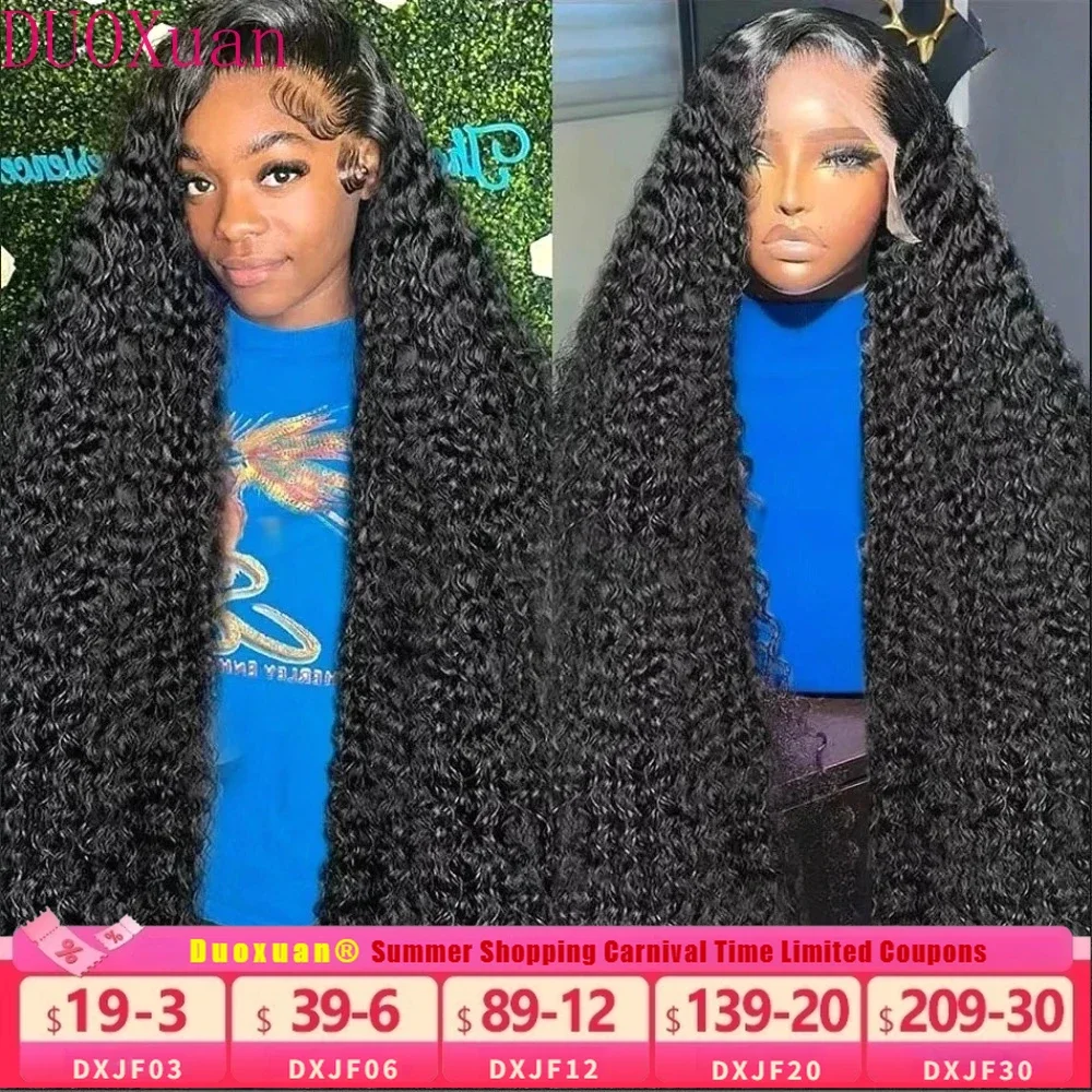 

Afro Curly Deep Wave Wig 13x6 HD Lace Frontal Wigs Spring Curl Brazilian with Baby Hair Pre Plucked, Glueless, Natural Color